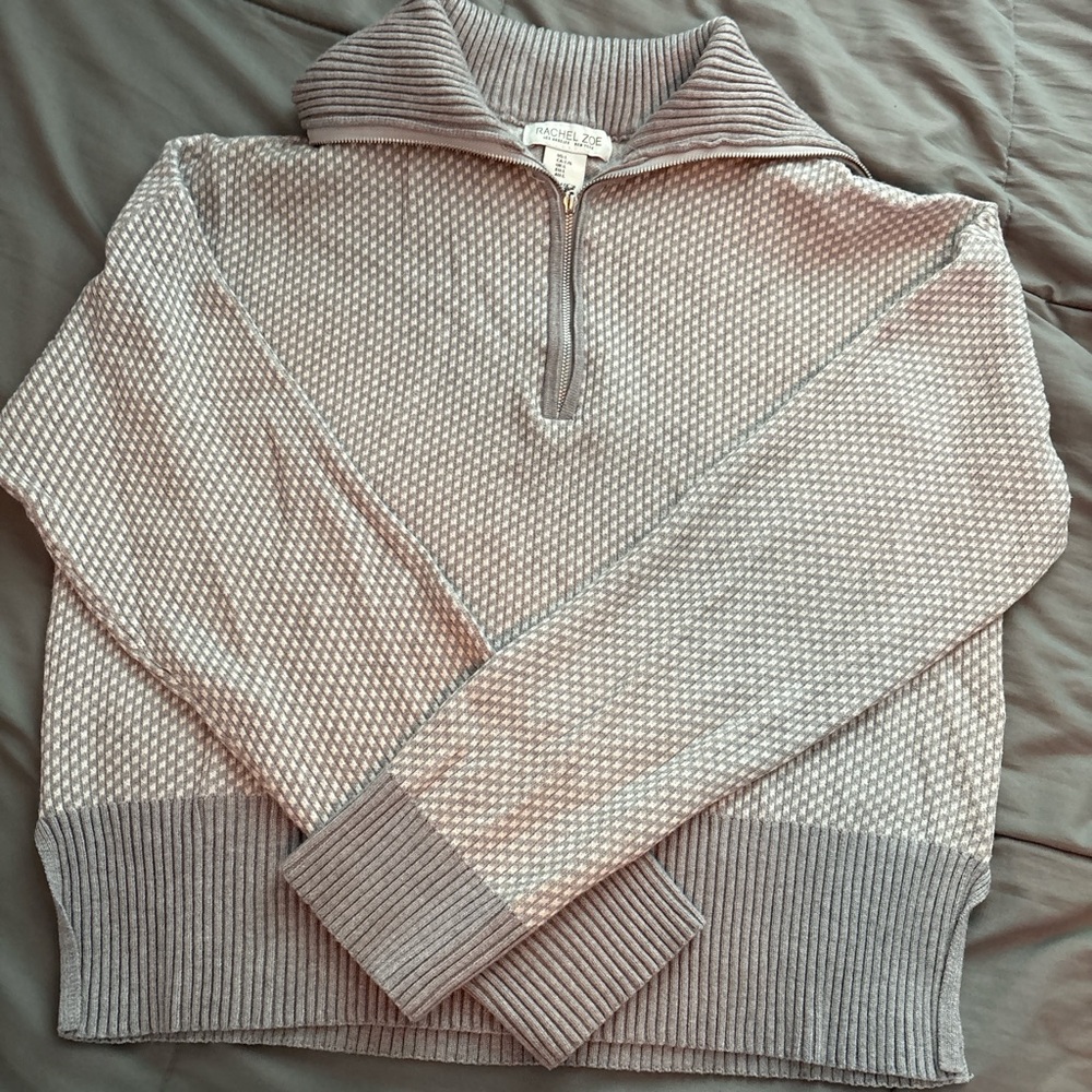 Rachel Zoe Gray and Cream Cowl Neck Sweater